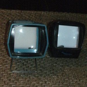 SET of TWO Vintage Retro 2x2" SLIDE VIEWERS Hand Held Kamero & Montgomery Ward